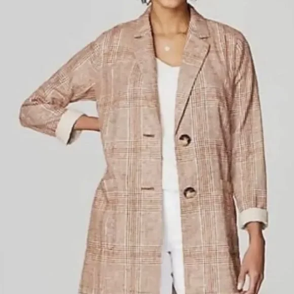J.Jill Harper Henna Relaxed Linen Boyfriend Button Blazer Jacket Size L Petite - Picture 3 of 3